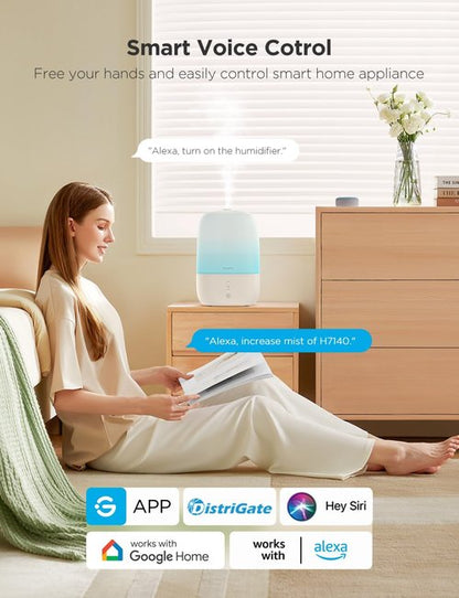 GoveeLife Smart Humidifier - 3L Top Fill Cool Mist with Essential Oil Diffuser & WiFi Control | Ideal for Home, Baby & Plants