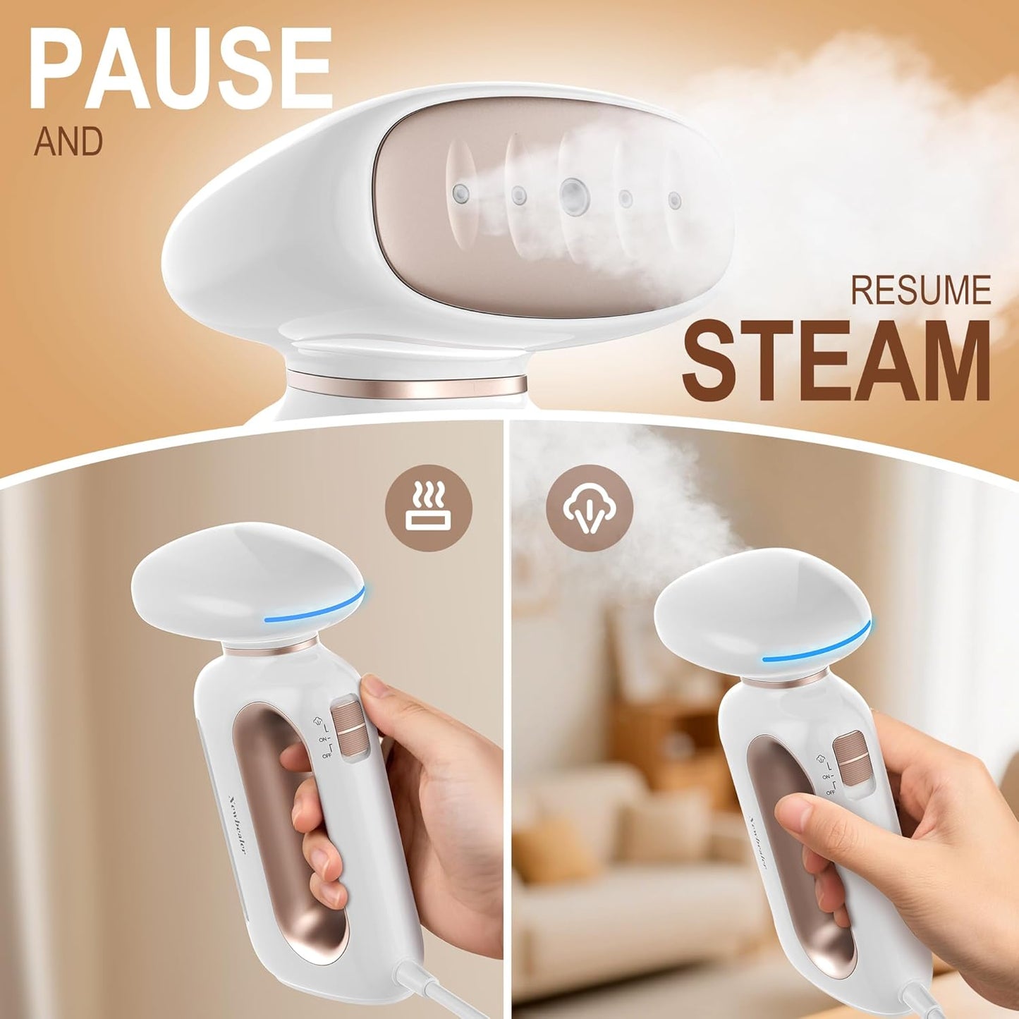 Newbealer Handheld Fabric Steamer - 850W Portable Wrinkle Remover with 30s Fast Heat-Up | 230ml Water Tank for Home & Travel