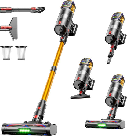 Skiennix Cordless Vacuum Cleaner - 55KPa Suction Power, 65 Minutes Runtime, LED Display & Self-Standing Design | Ideal for Hardwood Floors, Carpets & Pet Hair