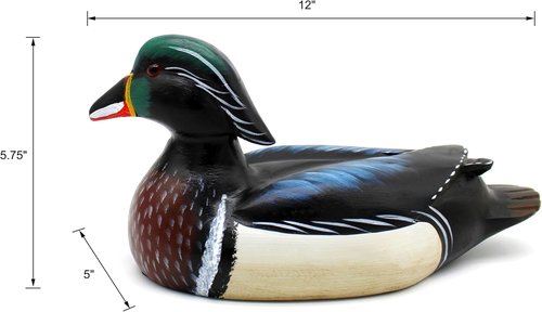 CVHOMEDECO Wild Duck Figurine - Hand Engraved & Painted Farmhouse Decor | 12 Inch Mallard Accent