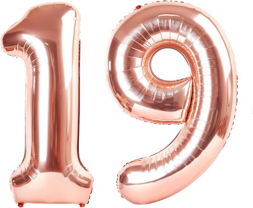 40-Inch Rose Gold Number 19 Balloons by [Brand Name] - Perfect Birthday Decoration for Men & Women