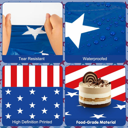 Patriotic 4th of July Tablecloth by [Brand Name] - Disposable Rectangle USA Flag Design, 54" x 108"