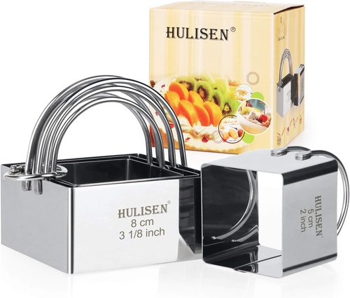 HULISEN Square Biscuit Cutter Set - 4 Stainless Steel Cookie Cutters with Handles | Professional Baking Tools
