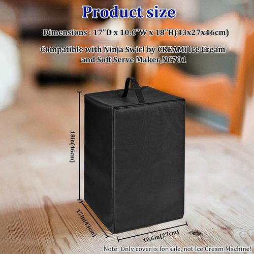 Dusty Cover for Ninja NC701 Swirl by CREAMi Ice Cream and Soft Serve Maker,Waterproof & Dustproof,Suitable for Kitchens and Restaurants (Black, Medium)