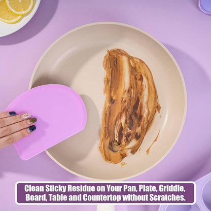 Sapid Silicone Bowl Scraper - Flexible Curved Edge for Baking | Food Grade Dough Scraper (5.98"×4.3", Purple)