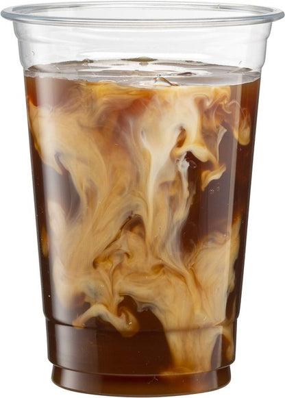 Crystal Clear PET Cups for Iced Coffee,Milkshake, Cold Drinks, Slush, Smoothy's, Slurpee, Ice cream, Dessert, Party's, Plastic Disposable Cups (50, 16 oz)
