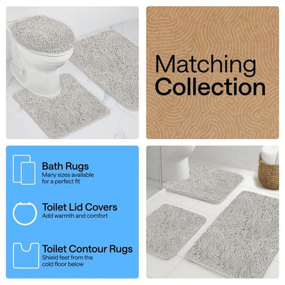 GORILLA GRIP Bath Rug Mat 36x24, Soft Absorbent Chenille, Quick Dry Microfiber Mats, Rubber Backing Washable Shower Floor Rugs, Bathmat Runner, US Designed Bathroom Home Decor Accessories Light Gray