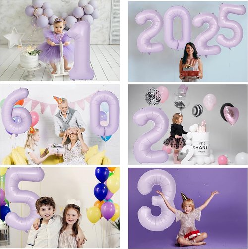 40 Inch Purple Number 6 Balloon by [Brand Name] - Matte Light Purple Birthday & Wedding Decoration