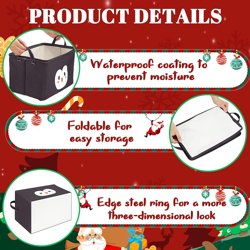 6 Pcs Large Christmas Storage Baskets with Handles 15 x 10.2 x 8.7 in