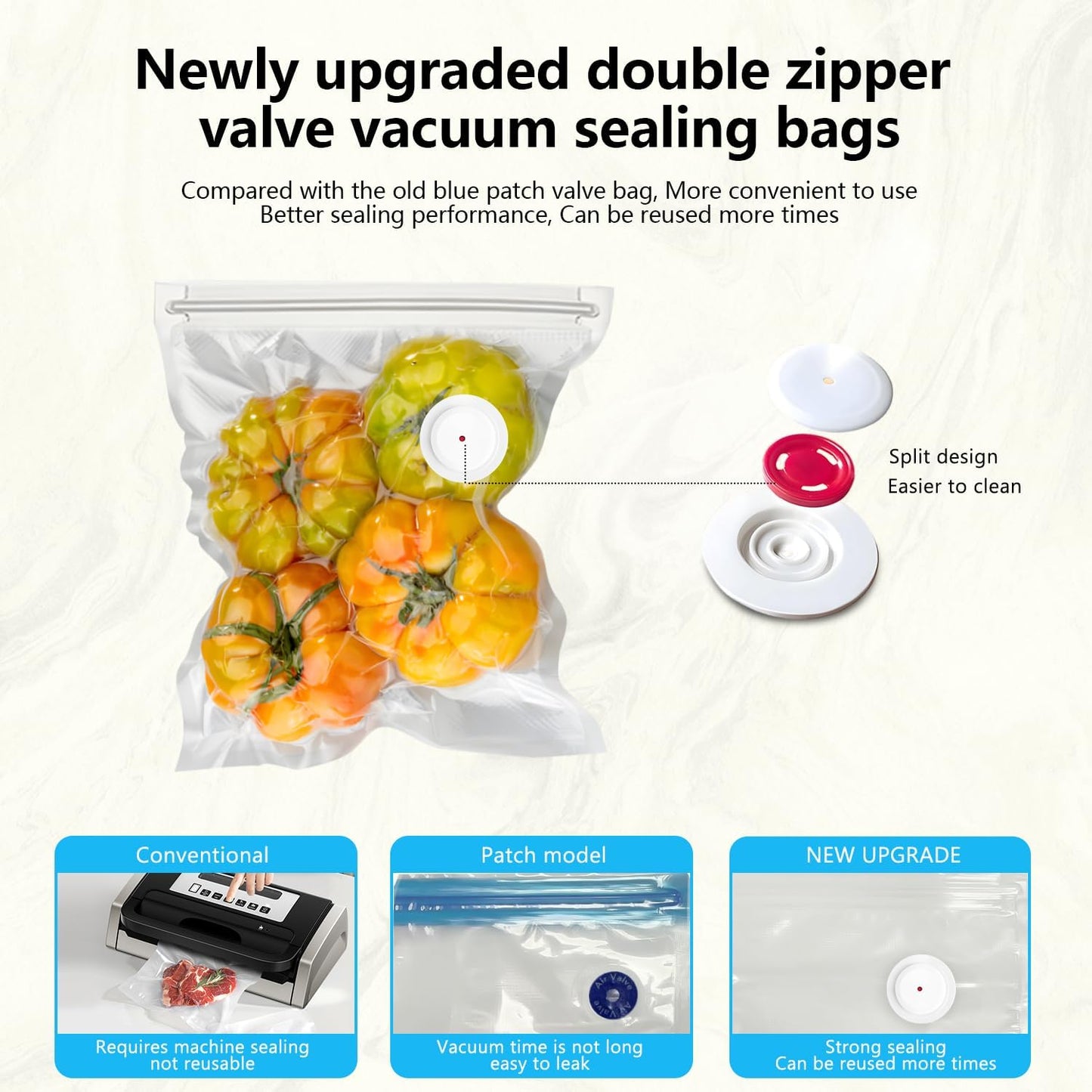 Skiennix Handheld Vacuum Sealer - Compact Food Preservation with 30 Reusable Bags | Easy to Use