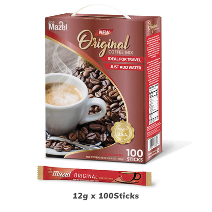 Café Mazel Instant Coffee - Original, Instant Coffee Mix, 3 in 1 Instant Coffee, 100 Sticks