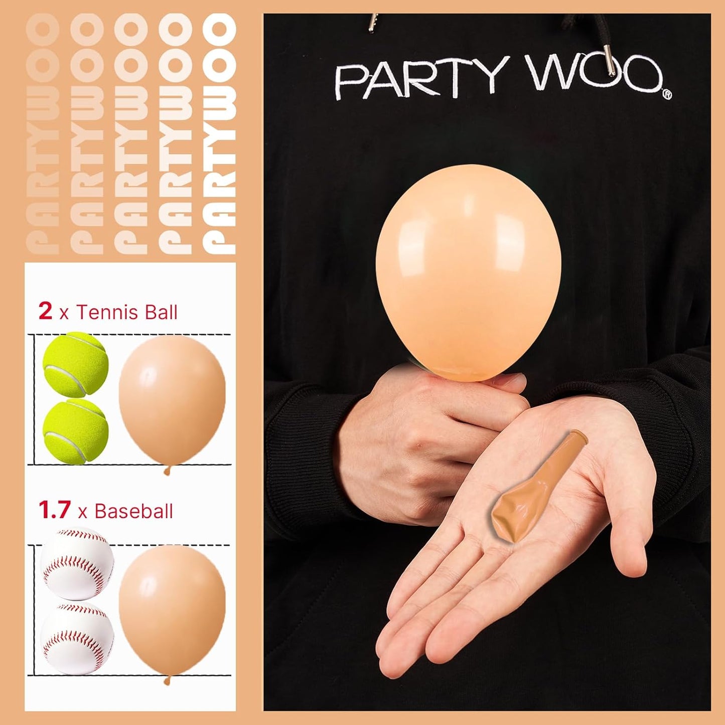 PartyWoo 5-Inch Nude Balloons - 100pcs Apricot Latex for Jungle Safari & Thanksgiving Decor