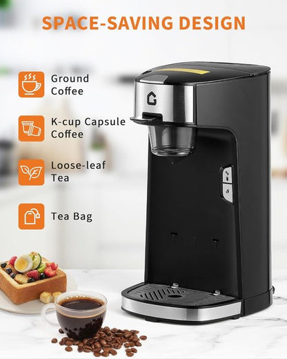 IDEALHOUSE Single Serve Coffee Maker - K Cup Compatible, Auto Shut Off, 18.6 Oz Water Tank | Fast Brew for Home & Office