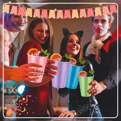 Skiennix 16oz Plastic Cups - 150 Pcs Disposable Colorful Cups for Parties & Celebrations