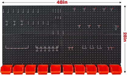 Ultrawall Pegboard Wall Organizer - Black Metal Storage System with Hooks & Bins | 59-Piece Set