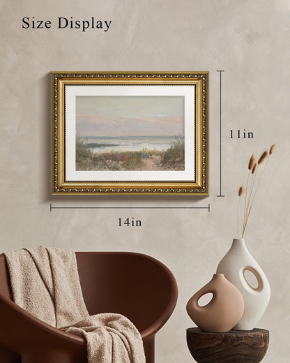 VIYYIEA Gold Framed Canvas Print - Coastal Scenery Wall Art for Home Decor | 11x14in