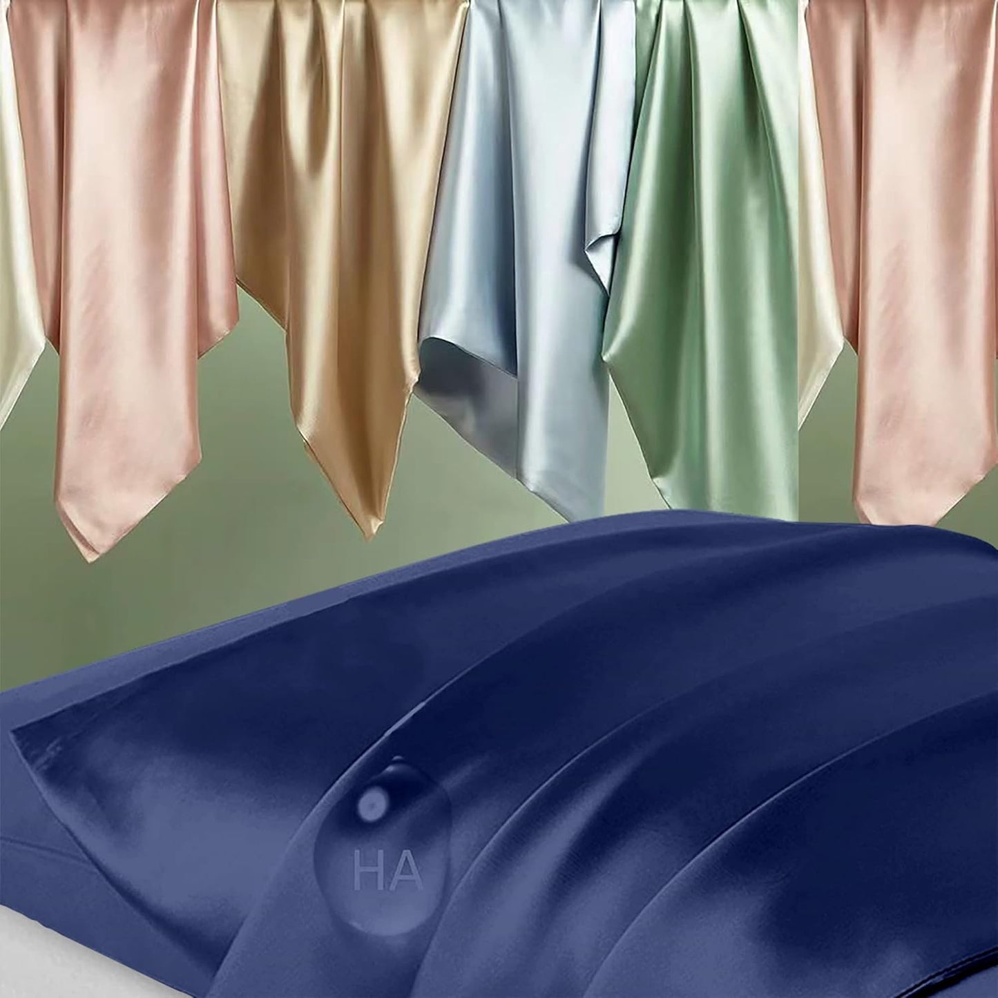 Mulberry Silk Pillowcase by Skiennix - Anti-Acne Cooling Sleep Cover | Standard Size, Navy Blue