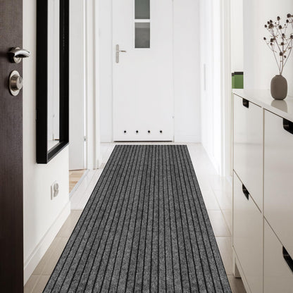 Runner Rug 2' x 6' Outdoor/Indoor, Rug with Natural Rubber Backing Non Slip for Hallway, Kitchen, Patio, Laundry, RV, Entryway, Garage, Bathroom, Area Rug Carpet, Grey Strip, Custom Size