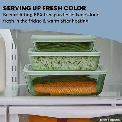 Pyrex Colors Tinted Large Rectangular Food Storage Container - 11 Cup | BPA-Free, Microwave & Dishwasher Safe