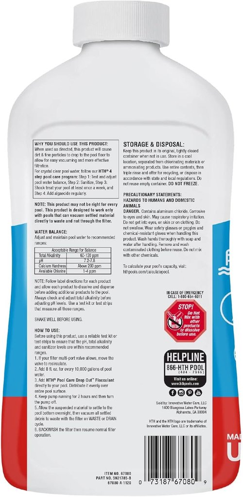 HTH 67080 Pool Care Flocculant - Quickly Clears Cloudy Water for Crystal Clear Pools