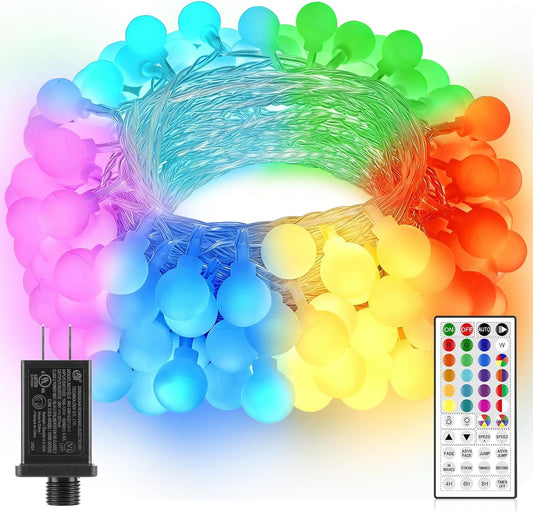 OMIKA 33FT Connectable Globe String Lights - 24 Color Changing Fairy Lights with Remote, 60 LEDs for Indoor/Outdoor Use