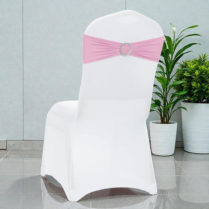 MDS Spandex Chair Sashes - Premium Stretch Covers with Buckle Slider | 25 Pack in Blush Pink for Weddings & Events