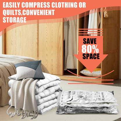 Skiennix Vacuum Storage Bags - Space Saver Compression for Comforters & Blankets | 6 Medium Bags with Hand Pump