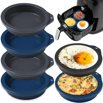 Webake 4-Inch Silicone Egg Mold - Nonstick Mini Pancake & Muffin Top Pan, BPA-Free Set of 6