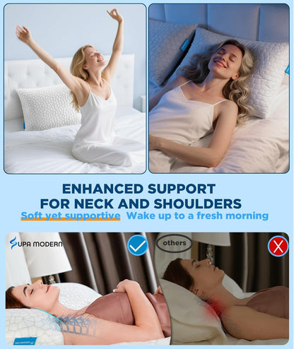 Skiennix Cooling Pillows | Adjustable Shredded Memory Foam | Queen Size Set of 2 for All Sleepers