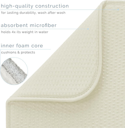 S&T INC. XL Dish Drying Mat - Absorbent Microfiber Kitchen Counter Pad, 18” x 24”, Cream Diamond Texture