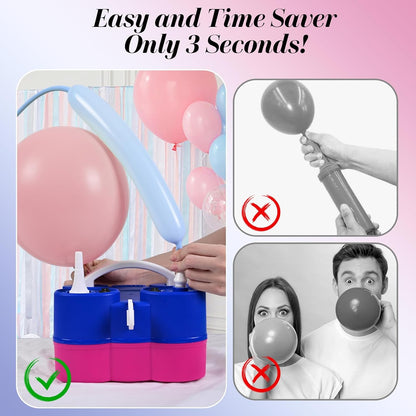 Skiennix Electric Balloon Pump - 3-in-1 Portable Air Inflator/Deflator for Latex & Foil Balloons | 110V Dual Nozzle