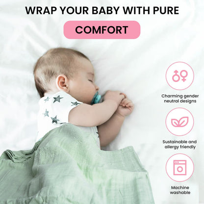 Skiennix Organic Muslin Swaddle Blankets - 100% Cotton, Soft & Breathable Baby Wraps | 3-Pack, 47 x 47 Inches