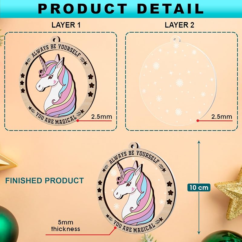 Unicorn Ornament - Unicorn Christmas Ornament 2026 | Wood Acrylic Keepsake, Gift Box Included