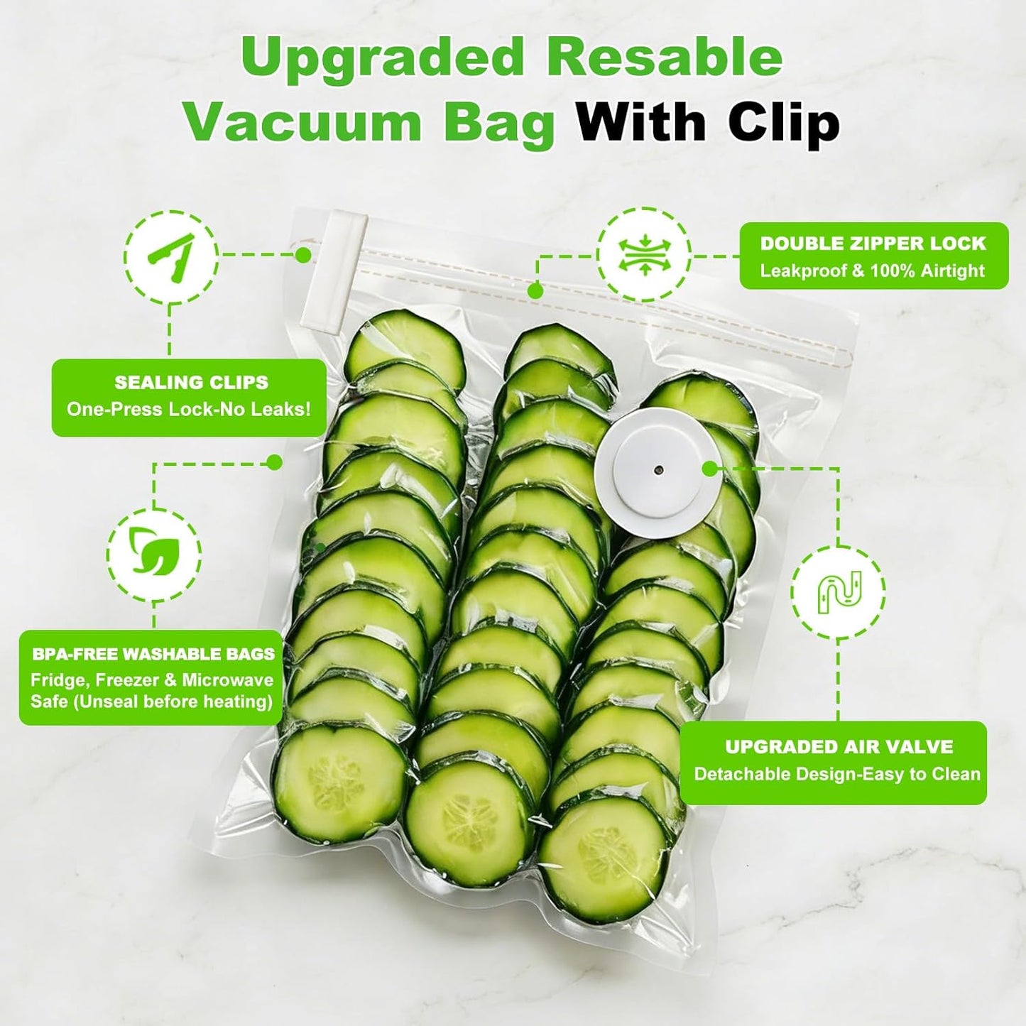 Skiennix Vacuum Sealer - Compact Handheld Food Saver with 40 Reusable Bags | 10X Freshness Preservation