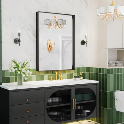 Dimelax Black Vanity Wall Mirror, 22x 30 Inch Rectangular Bathroom Mirrors for Over Sink, Aluminum Metal Framed Mirror, Tempered Glass, Anti-Rust, Wall Farmhouse Mirrors (Horizontal/Vertical)