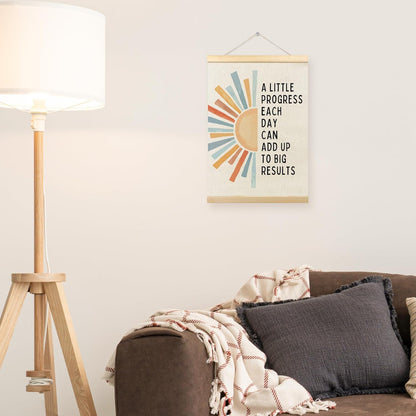 TLESKE Inspirational Mental Health Poster Frame - Progress Each Day Wall Art for Kids' Room | 12x16 Boho Sun Design