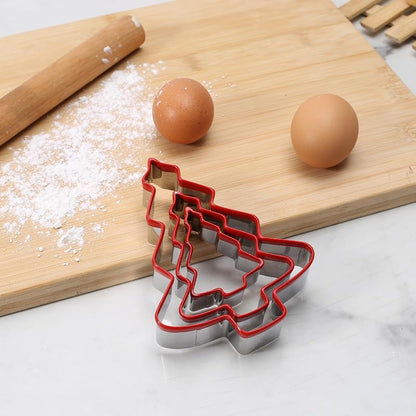 Christmas Tree Cookie Cutters 3Pcs Stainless Steel with PVC Edge - Tree Variation