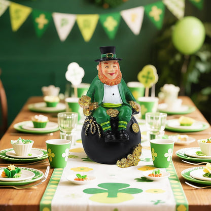St. Patrick's Day Gnomes | 5.7-Inch Irish Resin Figurines for Home Decoration & Tiered Trays