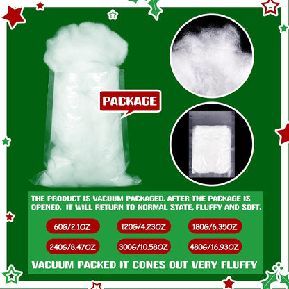 Riakrum Fake Snow Decor - Artificial Fluffy Fiber Stuffing for Holiday Tree & Party Decorations | 300g