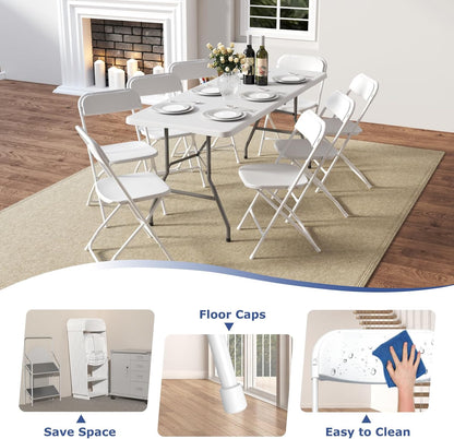 Regine Switzerland 10-Pack White Folding Chairs - Lightweight, Portable Design | 350lb Capacity for Events & Parties