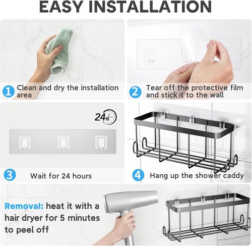 Lsnisni Shower Caddy Adhesive Strips - Waterproof Replacement for Bathroom & Kitchen | 20 Pack, Clear