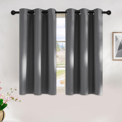 NICETOWN Grey Blackout Curtain Panels - Thermal Insulated Grommet Top Drapes | 45 Inch Long (2 Panels, W42 x L45)