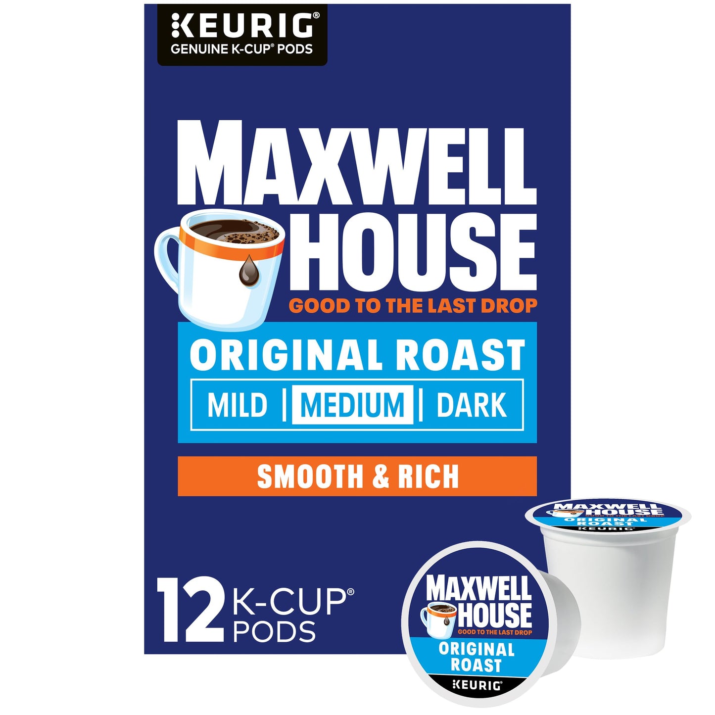Maxwell House Original Roast Medium Roast K-Cup Coffee Pods, 12 ct Box