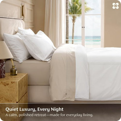 Bedsure 100% Cotton Percale Duvet Cover Queen, Luxury Hotel Duvet Cover, Rope Weave White Comforter Cover, PureWoven Breathable & Lightweight Bedding Set for All Season, 3 Pieces, 90"x90"