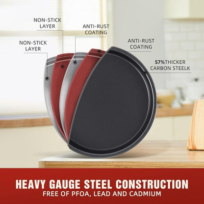 KITESSENSU Nonstick Baking Pans Set - 7-Piece Bakeware with Cake, Loaf, Muffin, Cookie, and Roast Pans | Pink