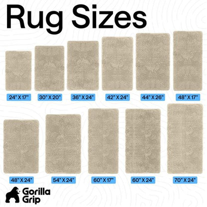 GORILLA GRIP Bath Rug Mat 60x24, Thick Soft Absorbent Chenille, Quick Dry Microfiber Mats, Rubber Backing Machine Washable Shower Floor Rugs, Bathmat Runner, Bathroom Home Decor Accessories, Sand