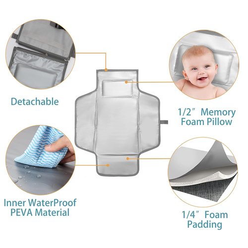 EXLIFBAG Portable Changing Pad - Waterproof Travel Diaper Mat for Newborns | Includes Shoulder Strap