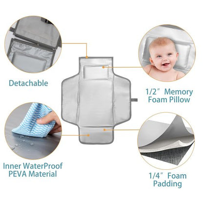 EXLIFBAG Portable Changing Pad - Waterproof Travel Diaper Mat for Newborns | Includes Shoulder Strap