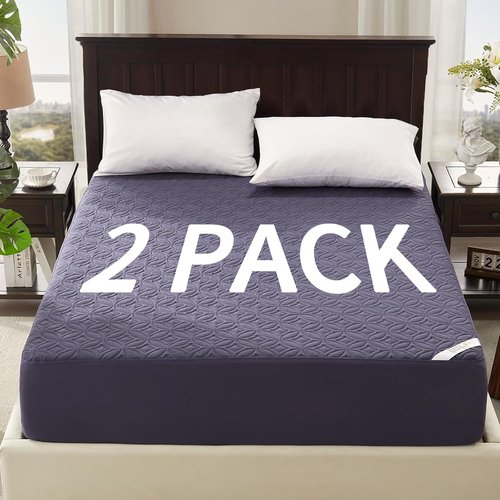 BEDLORE Waterproof Mattress Protector - Twin Size Deep Pocket Pad (6"-15" Depth) | Soft Breathable Cover in Navy Blue