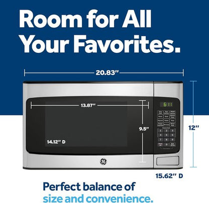 GE Countertop Microwave Oven - Compact 1.1 Cu. Ft. | 950-Watt with 6 Auto Cooking Settings & Child-Lock